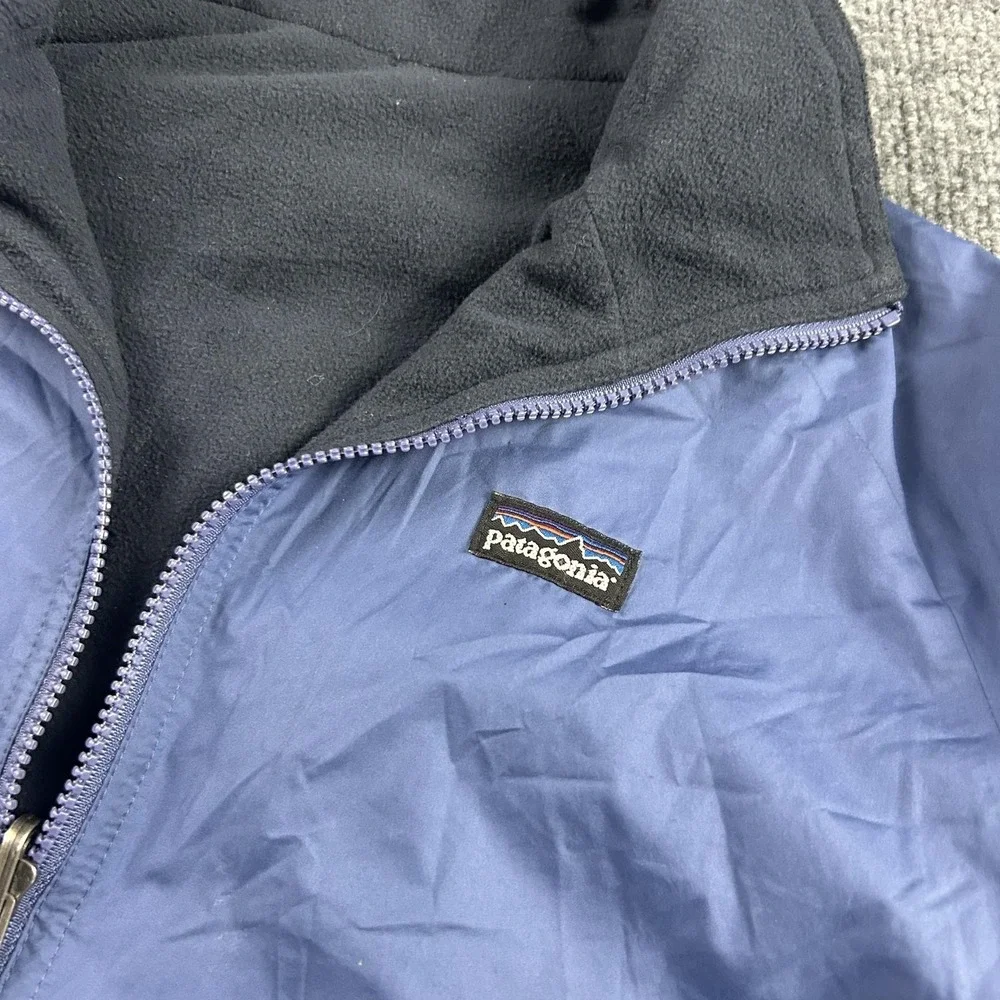 Patagonia Jacket Kids XL Blue Reversible Fleece Lined Zip Windbreaker